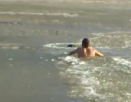 Virales Video „Mann rettet Hund aus eisigem Gewässer“