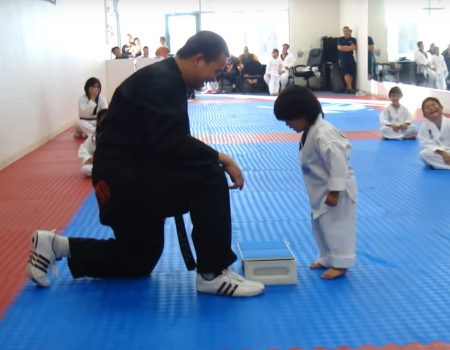 Virales Video „3-jähriger Junge versucht während dem Taekwondo-Unterricht ein Brett zu brechen“